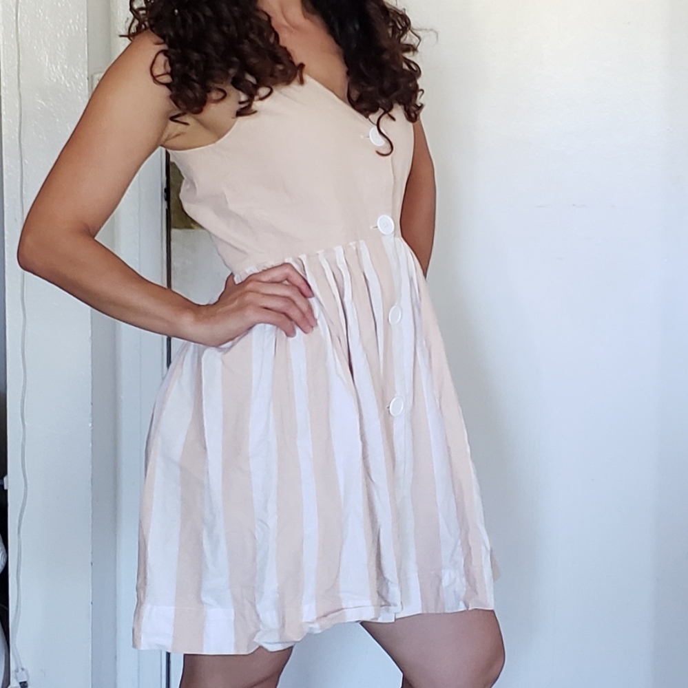 Cream and White linen blend dress
